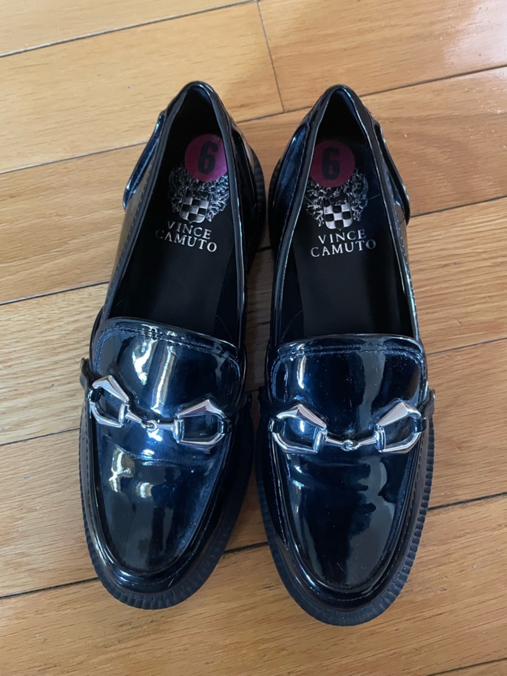 Vince Camuto Black Patent Leather Loafers